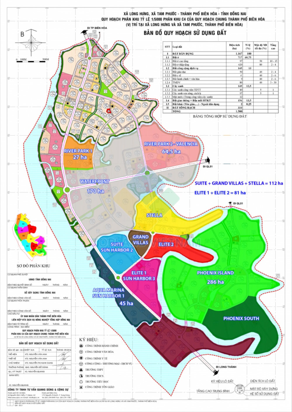 Bản đồ quy hoạch sử dụng đất chi tiết dự án khu đô thị Aqua City