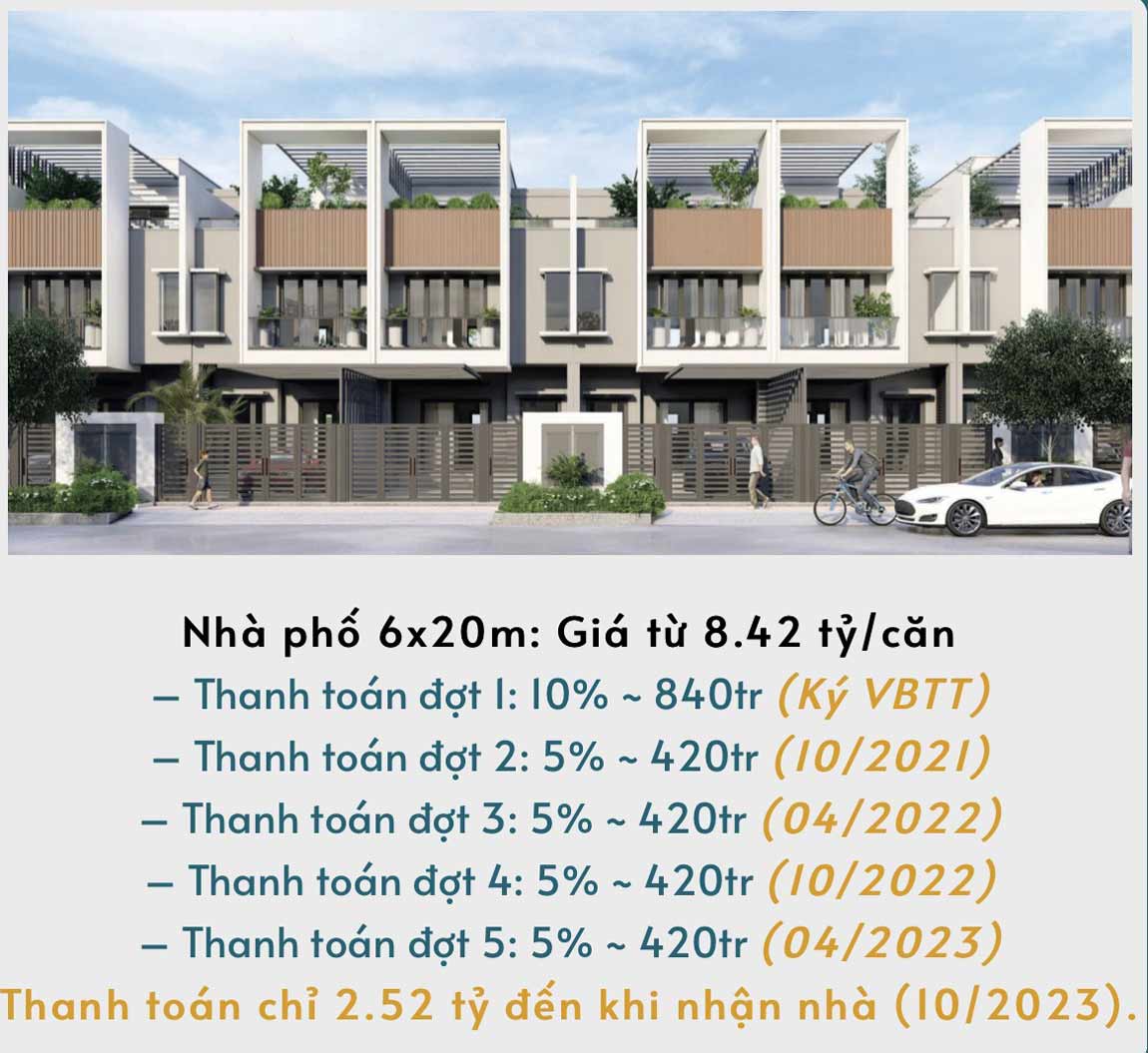 Giá bán nhà phố 6x20m và lịch thanh toán chi tiết